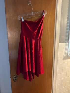 One shoulder short red dress